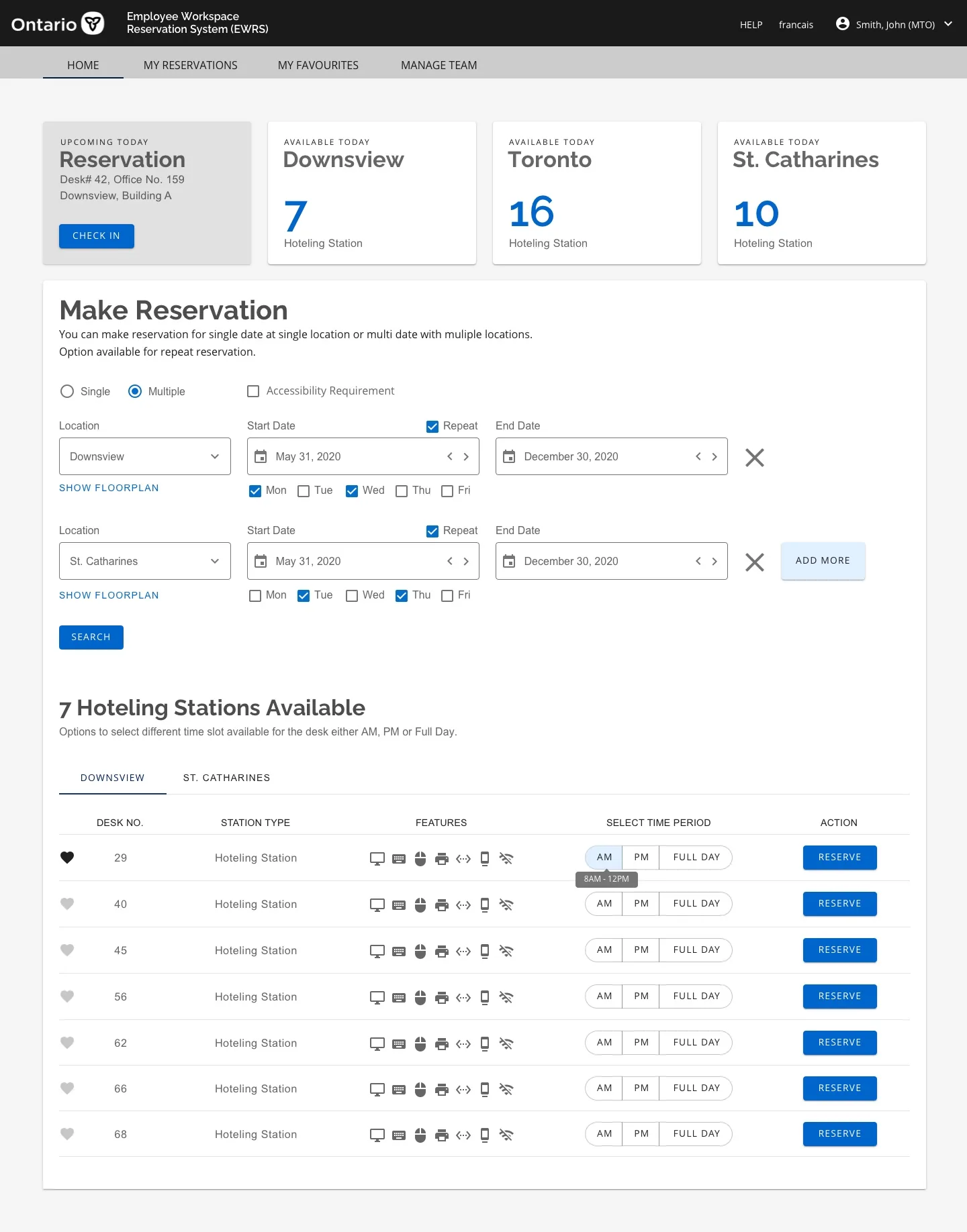 Dashboard — hoteling